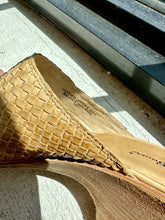 Load image into Gallery viewer, Vintage Eddie Bauer Light Tan Woven Leather Wedge Mules