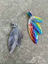 Load image into Gallery viewer, 70's Metal Rainbow With Silver Engraved Burst Design 3 Layered Earrings