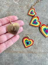 Load image into Gallery viewer, 90s Betsey Johnson Rainbow Love Heart Necklace & Earrings Set