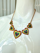 Load image into Gallery viewer, 90s Betsey Johnson Rainbow Love Heart Necklace & Earrings Set