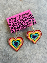 Load image into Gallery viewer, 90s Betsey Johnson Rainbow Love Heart Necklace & Earrings Set