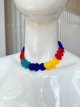 Load image into Gallery viewer, 80's Textured Square Bead Rainbow Choker Necklace