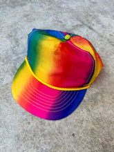 Load image into Gallery viewer, 80's-90's Rainbow Trucker Hat With Golden Rope Detail