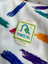 Load image into Gallery viewer, 80's White With Paint Stroke Pleated Midi Dress