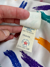 Load image into Gallery viewer, 80's White With Paint Stroke Pleated Midi Dress