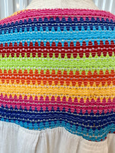 Load image into Gallery viewer, Vintage Hippie S/S Blouse With Woven Rainbow Chest & White Flowy Bodice
