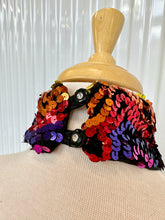 Load image into Gallery viewer, Vintage 80s-90s Sequin Rainbow Zigzag Bodycon Halter Mini Dress