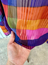 Load image into Gallery viewer, 70's Sheer Jewel Tone Rainbow Mock Neck Blouse With Ballon L/S & Ascot