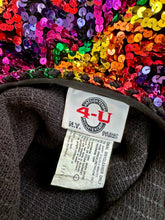 Load image into Gallery viewer, Vintage 80s-90s Sequin Rainbow Zigzag Bodycon Halter Mini Dress