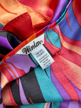 Load image into Gallery viewer, Vintage Satin Abstract Rainbow Flame Caftan Maxi Dress With Waist Tie