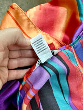 Load image into Gallery viewer, Vintage Satin Abstract Rainbow Flame Caftan Maxi Dress With Waist Tie