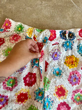 Load image into Gallery viewer, 80s-90s High Waist Rainbow Floral Quilt Pattern Shorts
