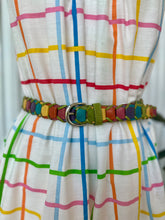 Load image into Gallery viewer, 80s-90s Capezio Leather Articulating Muted Rainbow Belt