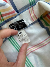 Load image into Gallery viewer, Vintage White S/S With Rainbow Line Plaid Button Down Shirt