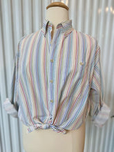 Load image into Gallery viewer, Vintage Alexander Julian Vertical Rainbow Striped L/S Button Down Dress Shirt