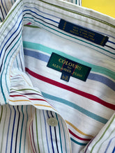 Load image into Gallery viewer, Vintage Alexander Julian Vertical Rainbow Striped L/S Button Down Dress Shirt