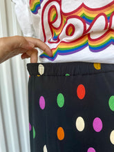 Load image into Gallery viewer, 80's Carol Anderson Black Maxi Skirt With Rainbow Polka Dot Pattern