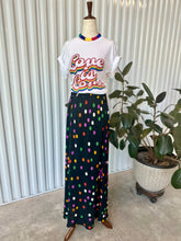 Load image into Gallery viewer, 80's Carol Anderson Black Maxi Skirt With Rainbow Polka Dot Pattern