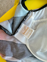 Load image into Gallery viewer, 80s Jantzen One Piece Diagonal Black & Rainbow Striped Swimsuit / Bodysuit