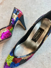 Load image into Gallery viewer, 80's J. Reneé Rainbow Sequin Kitten Heels