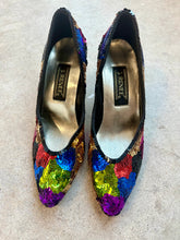 Load image into Gallery viewer, 80's J. Reneé Rainbow Sequin Kitten Heels