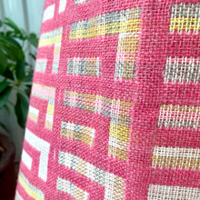 Load image into Gallery viewer, 60s Bubble Gum Pink Geometric Pattern Knit Maxi Skirt With Belt