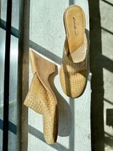 Load image into Gallery viewer, Vintage Eddie Bauer Light Tan Woven Leather Wedge Mules