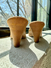 Load image into Gallery viewer, Vintage Eddie Bauer Light Tan Woven Leather Wedge Mules
