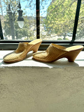 Load image into Gallery viewer, Vintage Eddie Bauer Light Tan Woven Leather Wedge Mules