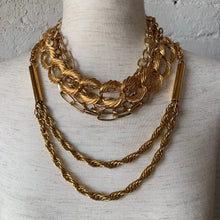 Load image into Gallery viewer, Vintage Gold Chain Stacked Necklace Trio