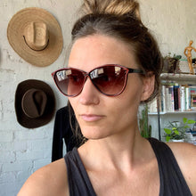 Load image into Gallery viewer, 1980s Black with Red Outline Oversized Sunglasses