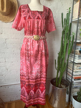 Load image into Gallery viewer, 1980s Pink Braided Rope Belt with Engraved Gold Medallion