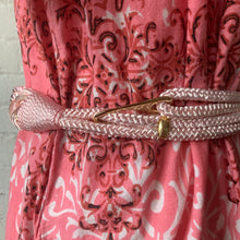 Load image into Gallery viewer, 1980s Pink Braided Rope Belt with Engraved Gold Medallion