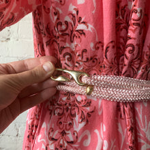 Load image into Gallery viewer, 1980s Pink Braided Rope Belt with Engraved Gold Medallion
