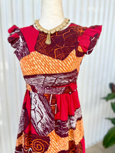 Load image into Gallery viewer, 1960s Red & Orange Hawaiian Tribal Prairie Style Midi Dress