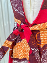 Load image into Gallery viewer, 1960s Red & Orange Hawaiian Tribal Prairie Style Midi Dress