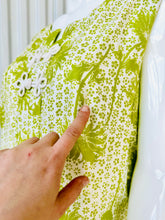Load image into Gallery viewer, 1960s Chartreuse Floral Asian Style Sleeveless Maxi Dress