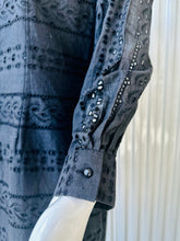 Load image into Gallery viewer, 1950s-60s Black Cotton Long Sleeve Eyelet Dress