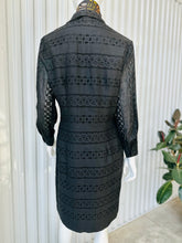 Load image into Gallery viewer, 1950s-60s Black Cotton Long Sleeve Eyelet Dress