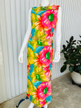 Load image into Gallery viewer, 1960s Vibrant Hawaiian Floral Sleeveless Column Maxi Dress