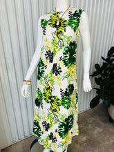 Load image into Gallery viewer, 1960s Bold Blue, Green & Yellow Floral Sleeveless Maxi Dress