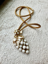 Load image into Gallery viewer, 1950s-60s Milk Glass Grapes With Gold Mesh Chain Necklace