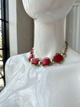 Load image into Gallery viewer, 1950s Gold & Candy Apple Red Costume Necklace