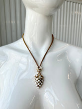 Load image into Gallery viewer, 1950s-60s Milk Glass Grapes With Gold Mesh Chain Necklace