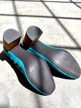 Load image into Gallery viewer, Rare Cole Haan Cyan, Yellow & Cedar Emilia Block Heel Suede Pumps