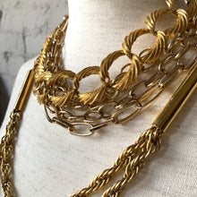 Load image into Gallery viewer, Vintage Gold Chain Stacked Necklace Trio