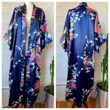 Load image into Gallery viewer, Japanese Blue Peacock Kimono Duster Robe