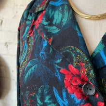 Load image into Gallery viewer, 1970s-80s Handmade Black Dress With Paisley & Tropical Floral Design