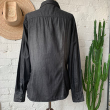 Load image into Gallery viewer, Distressed Black Denim Western Shirt