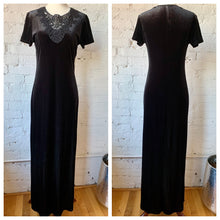 Load image into Gallery viewer, 1990s Black Stretch Velvet Maxi Dress